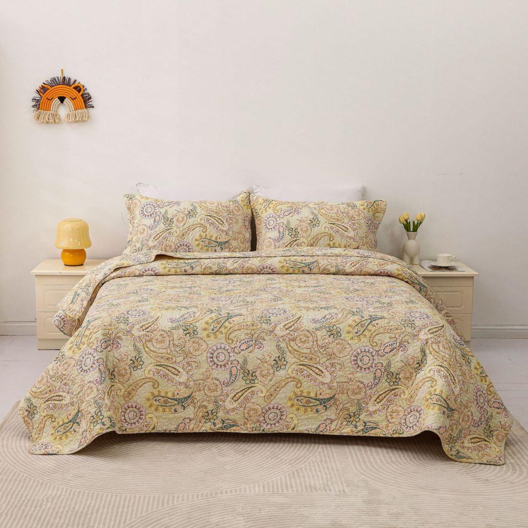 キルトベッドカバー3点セット綿マルチカバー キルティング 836