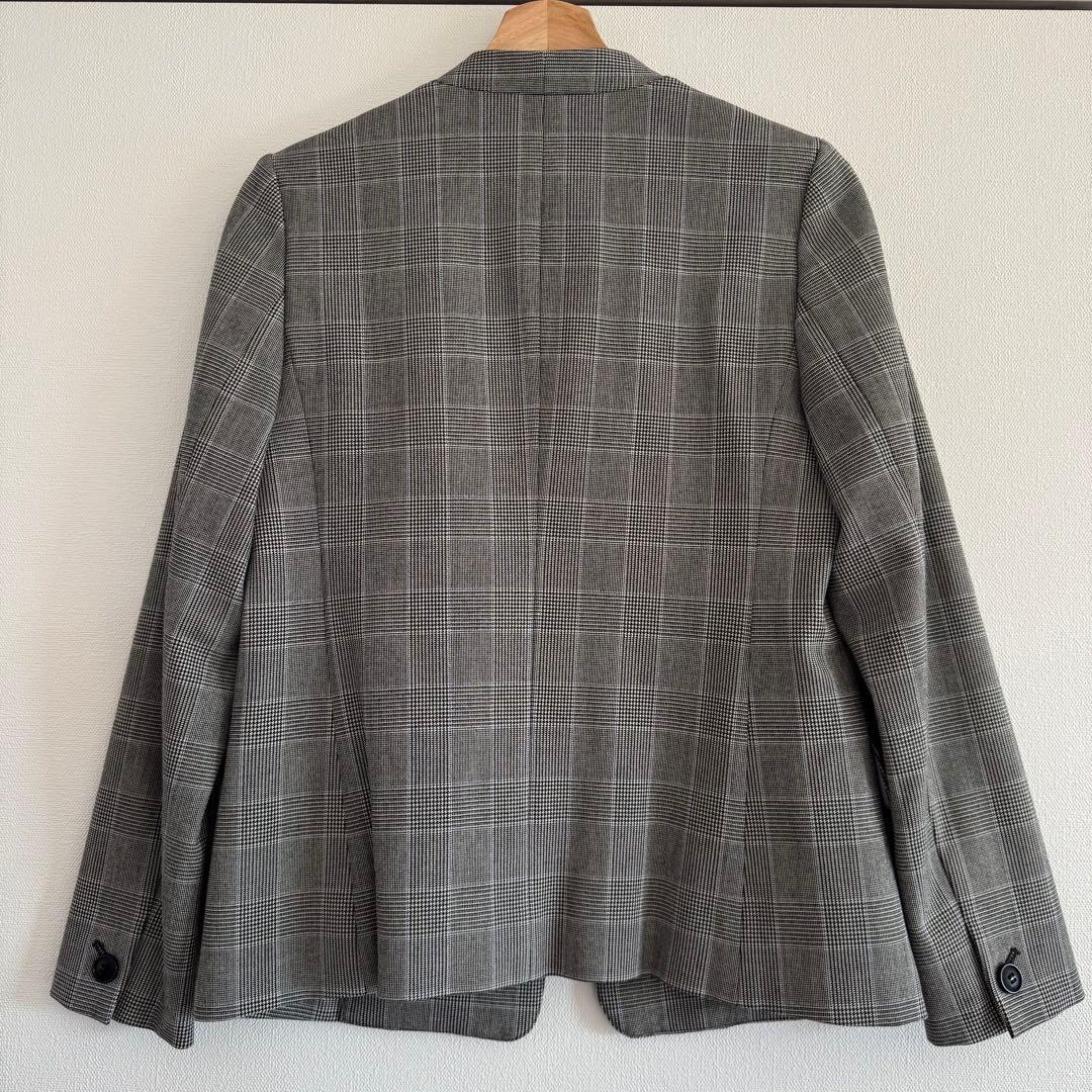 【美品】PLST プラステ　ストレッチ ウォッシャブルノーカラーチェックスーツM