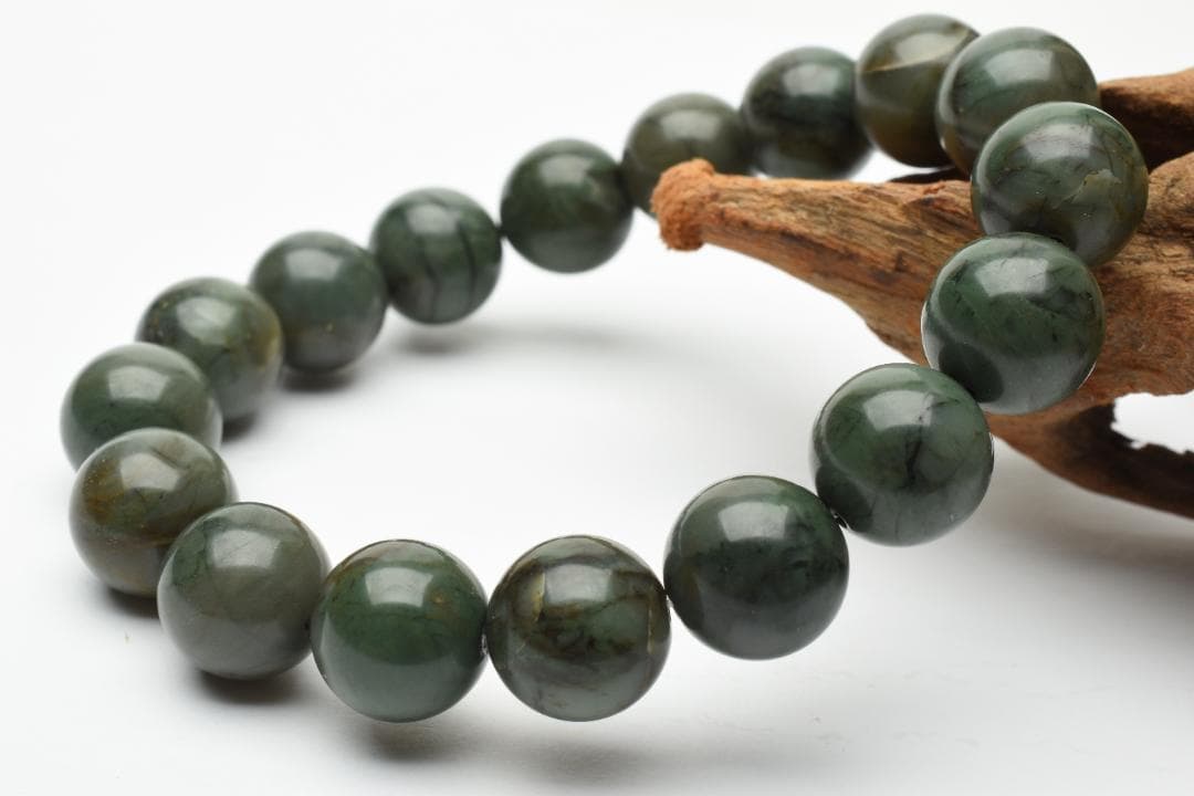 日本銘石 希少！島根県産 出雲碧玉　12mm　天然石ブレスレット　パワーストーン