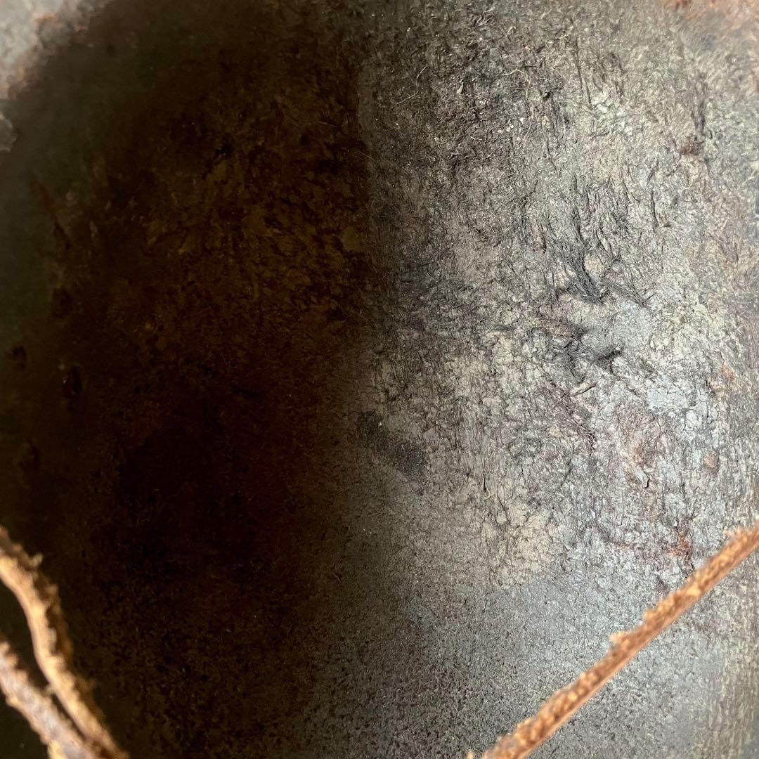 【希少】炭鉱夫帽子　レザーヘルメット　19世紀　フランスアンティーク　コレクター