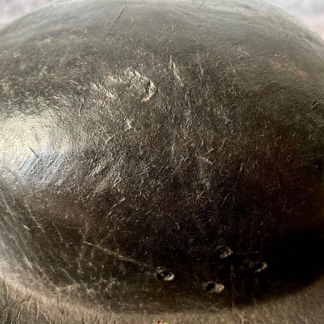 【希少】炭鉱夫帽子　レザーヘルメット　19世紀　フランスアンティーク　コレクター