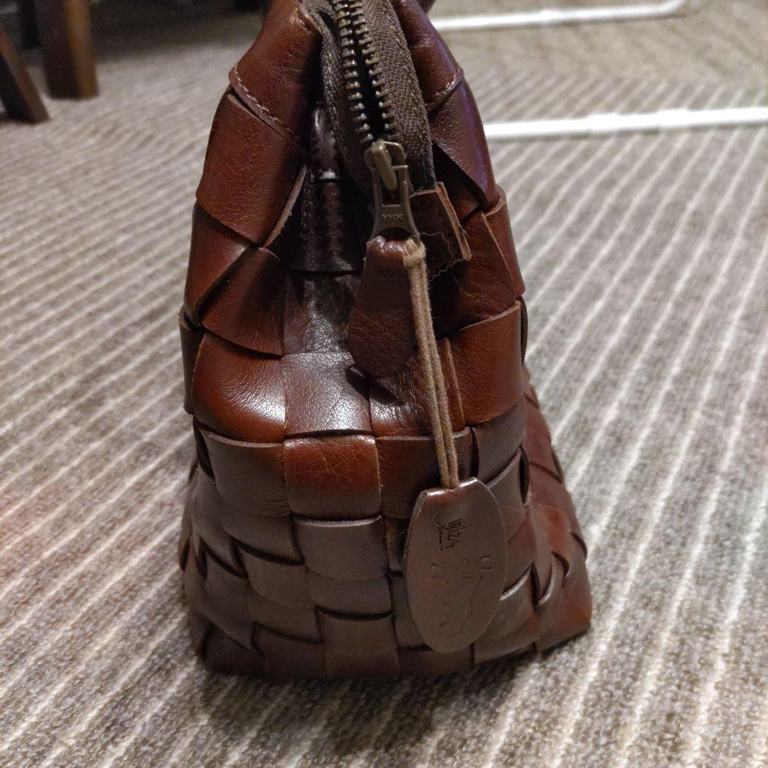 イビザ　IBIZA　メッシュ　レザー　バッグ　茶系　ボストン　トート