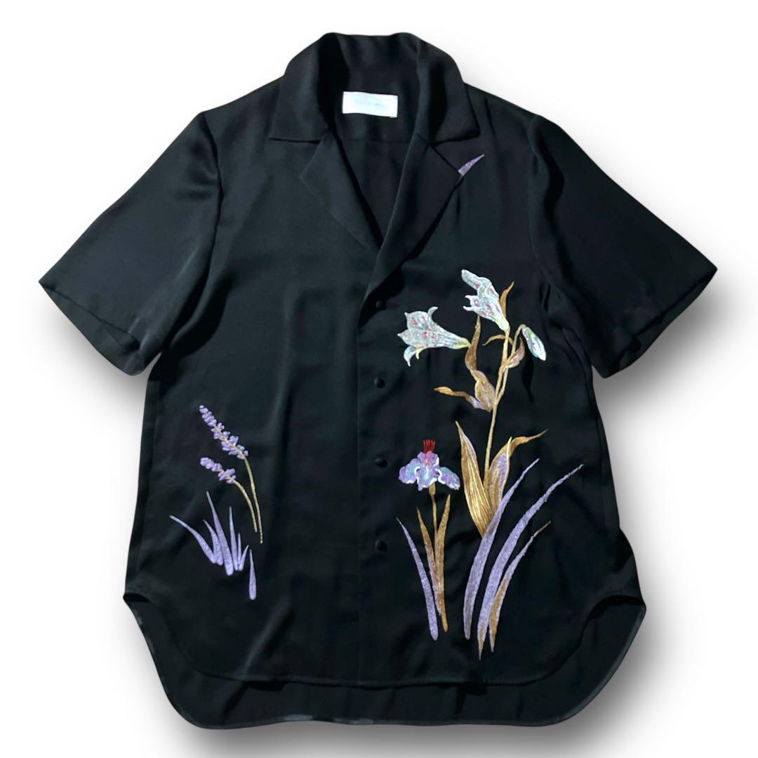 美品 19ss mame kurogouchi マメクロゴウチ 百合刺繍 シャツ