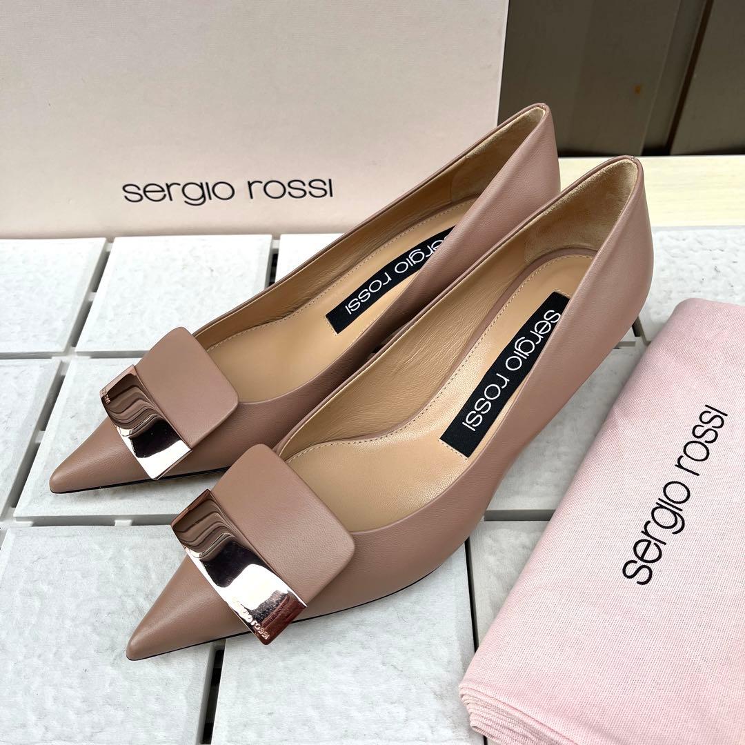 新品 36 Sergio rossi sr1 パンプス ピンク ベージュ　23