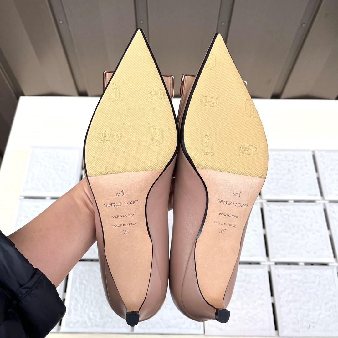 新品 36 Sergio rossi sr1 パンプス ピンク ベージュ　23
