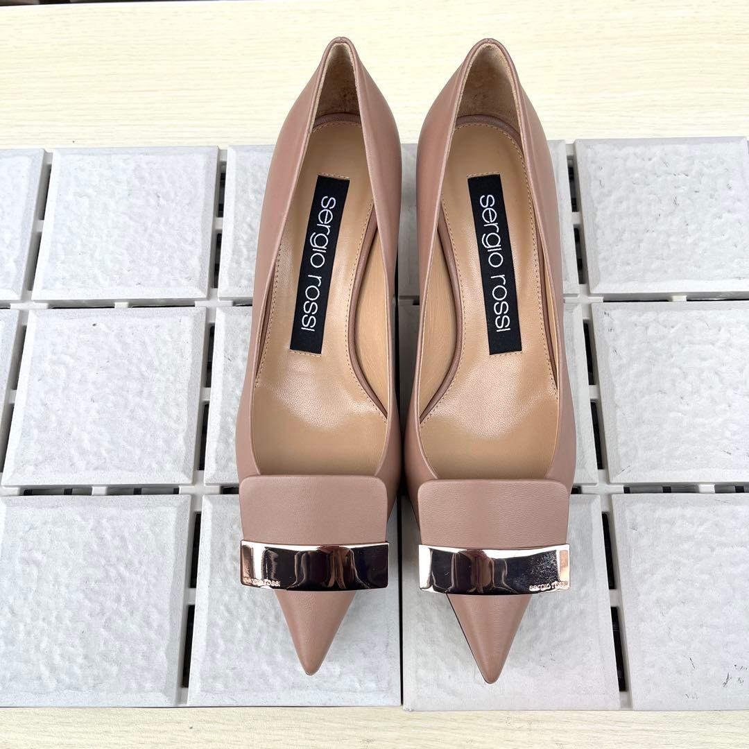 新品 36 Sergio rossi sr1 パンプス ピンク ベージュ　23