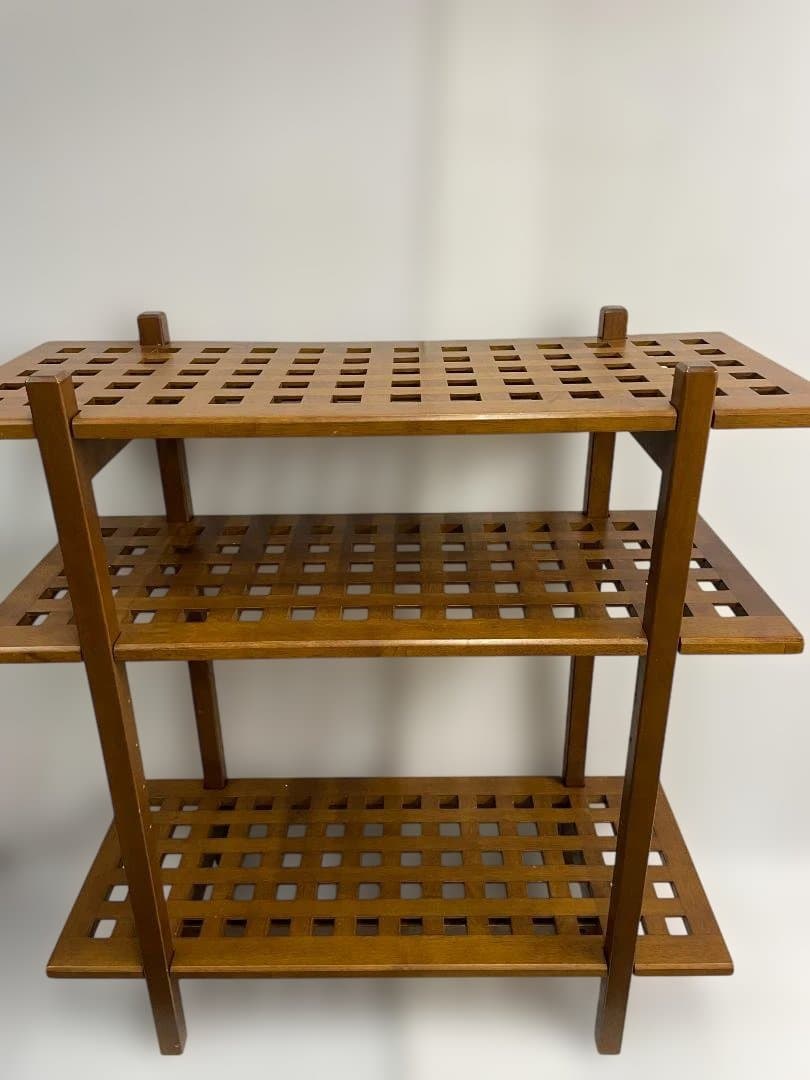 木製3段　オープンシェルフ 格子状　09c55