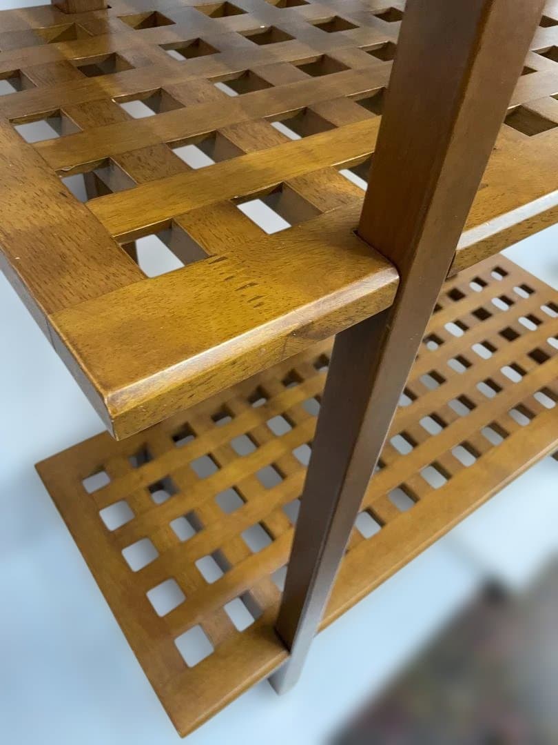 木製3段　オープンシェルフ 格子状　09c55