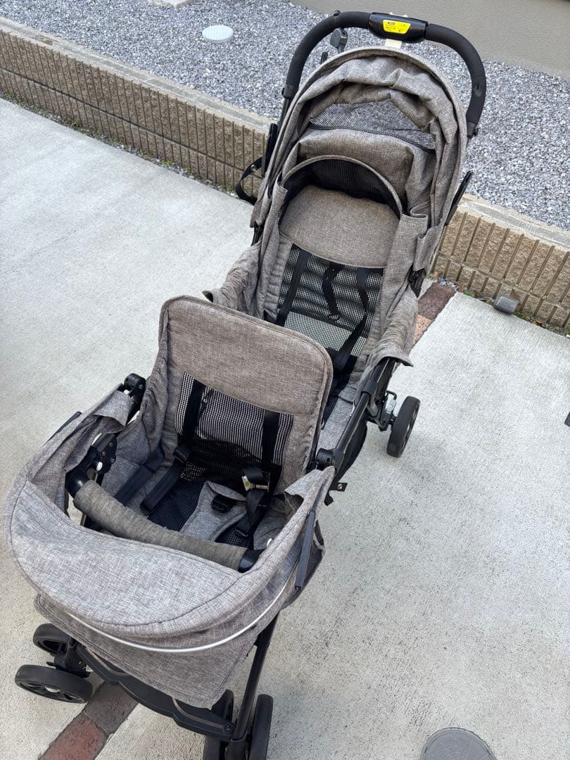 KATOJI 二人乗りベビーカー タンデムストローラー 縦型 日除け