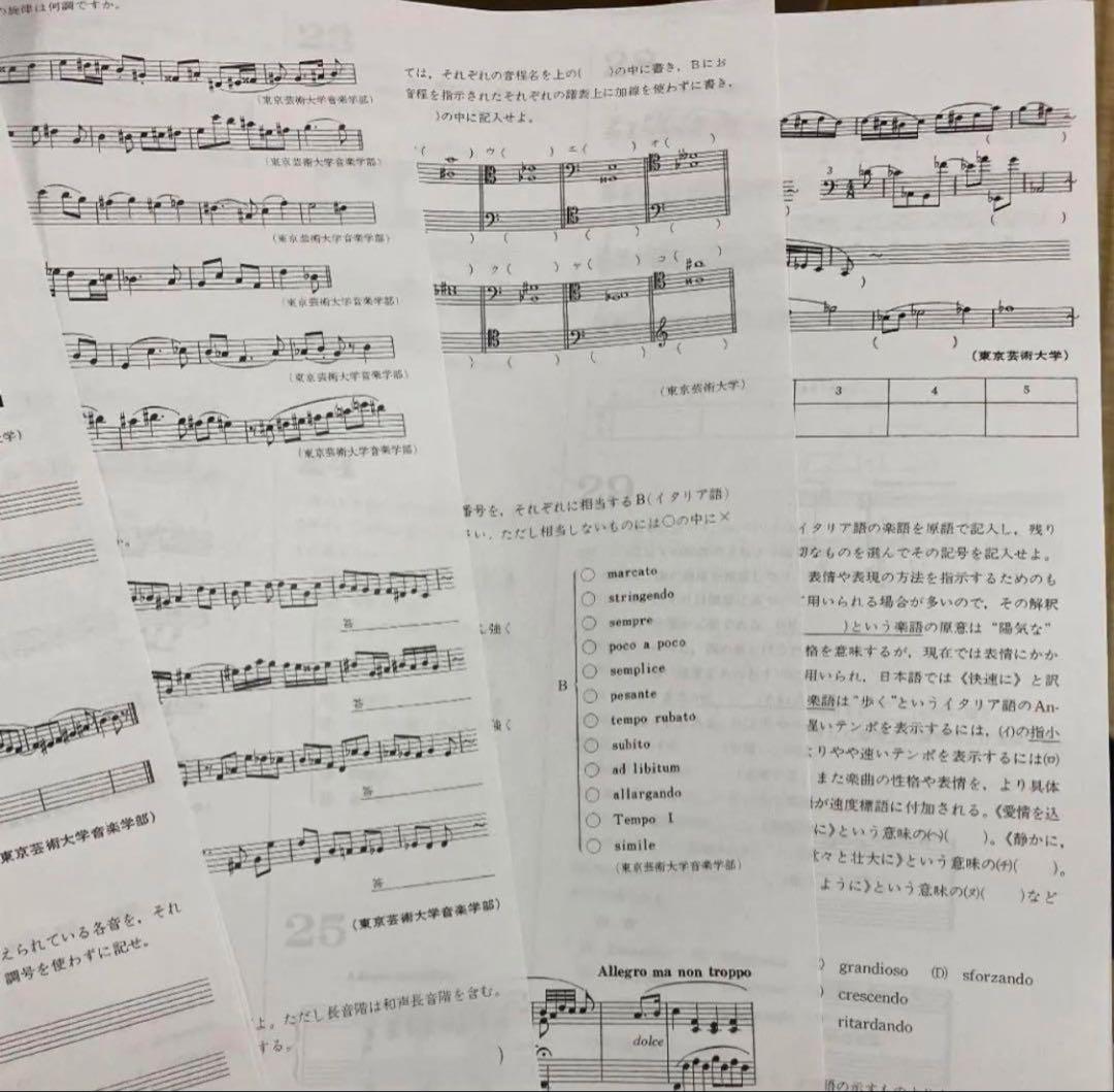 東京藝術大学 音楽環境創造科 対策プリント