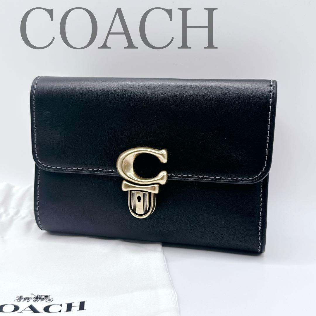 【極美品】 コーチ COACH レディース 2つ折り財布 保存分付き ブラック