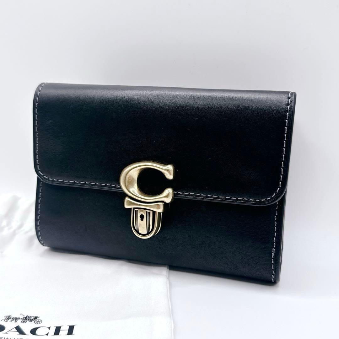 【極美品】 コーチ COACH レディース 2つ折り財布 保存分付き ブラック