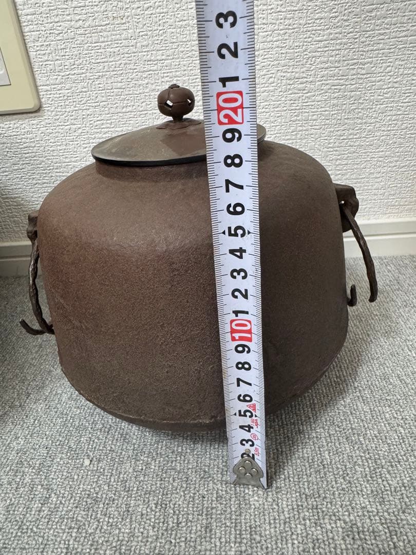 アンティーク　茶道具　風炉　鉄釜　五徳　3点セット