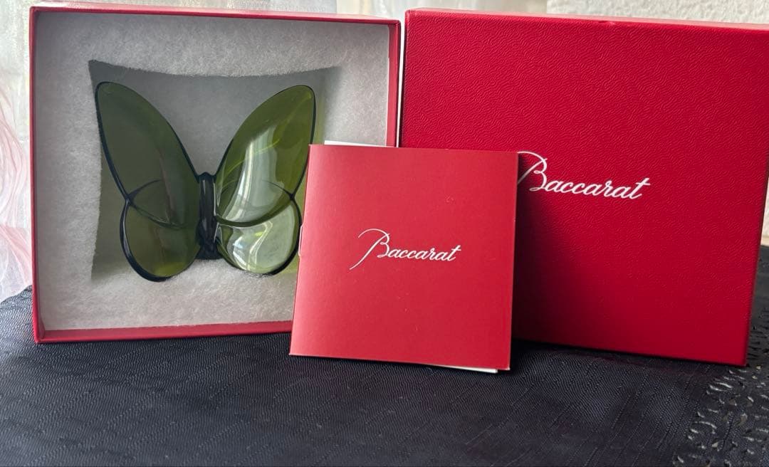 Baccarat ラッキーバタフライ置物 グリーン