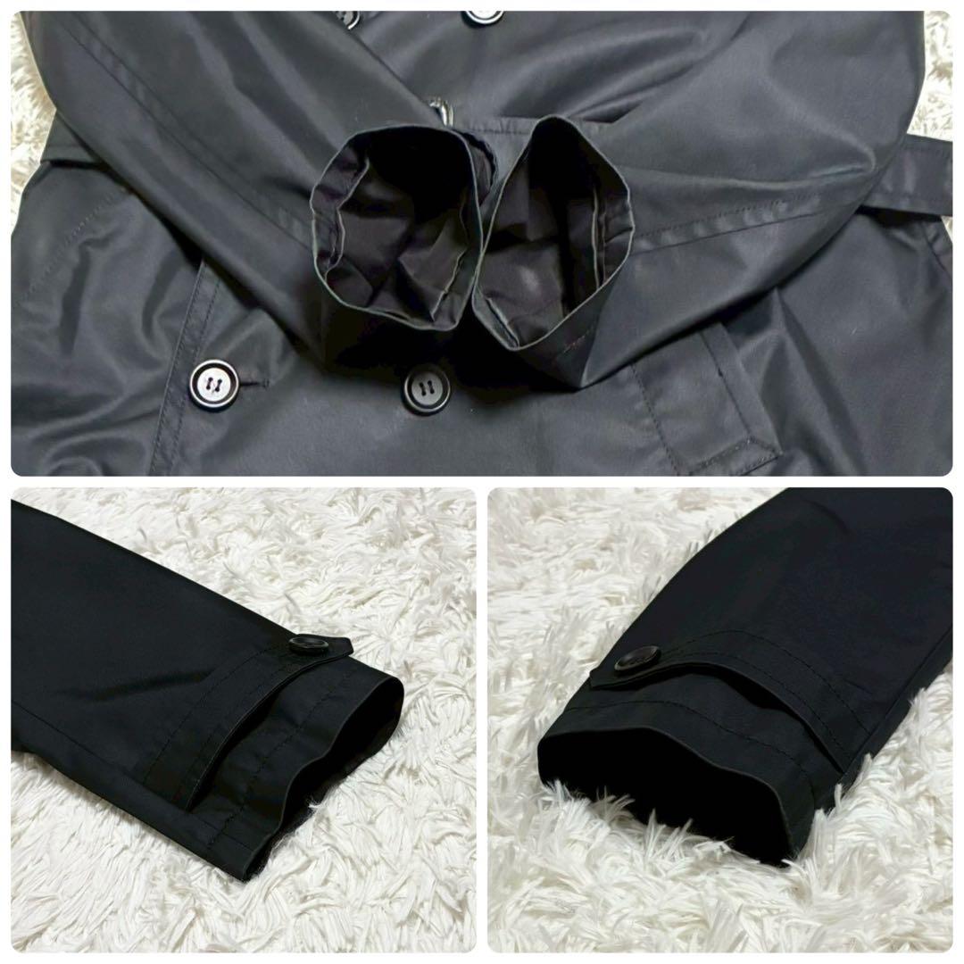 極美品/XL相当　COACH トレンチコート　ロング　ベルト　黒　チャーム　牛革