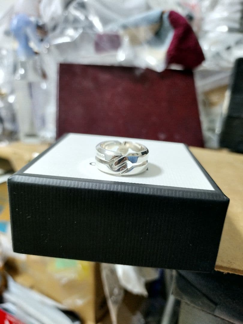 美品 GUCCIグッチ シルバー925 ノットインフィニティワイドリング 23号