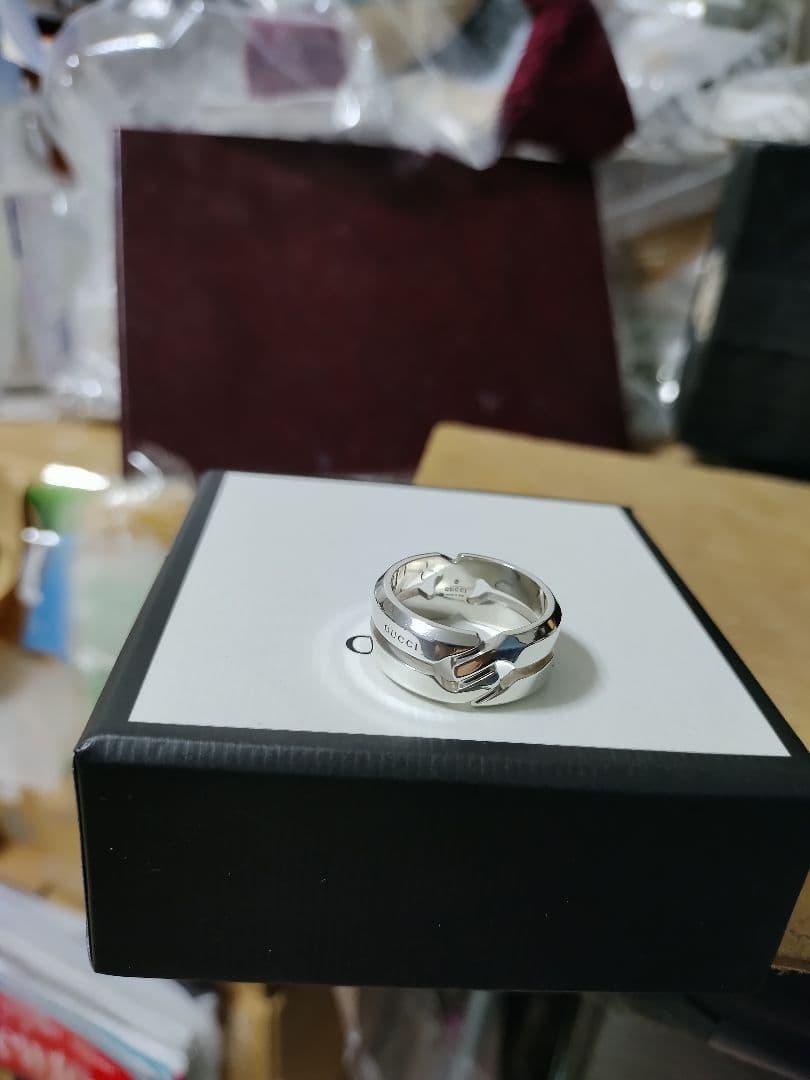 美品 GUCCIグッチ シルバー925 ノットインフィニティワイドリング 23号