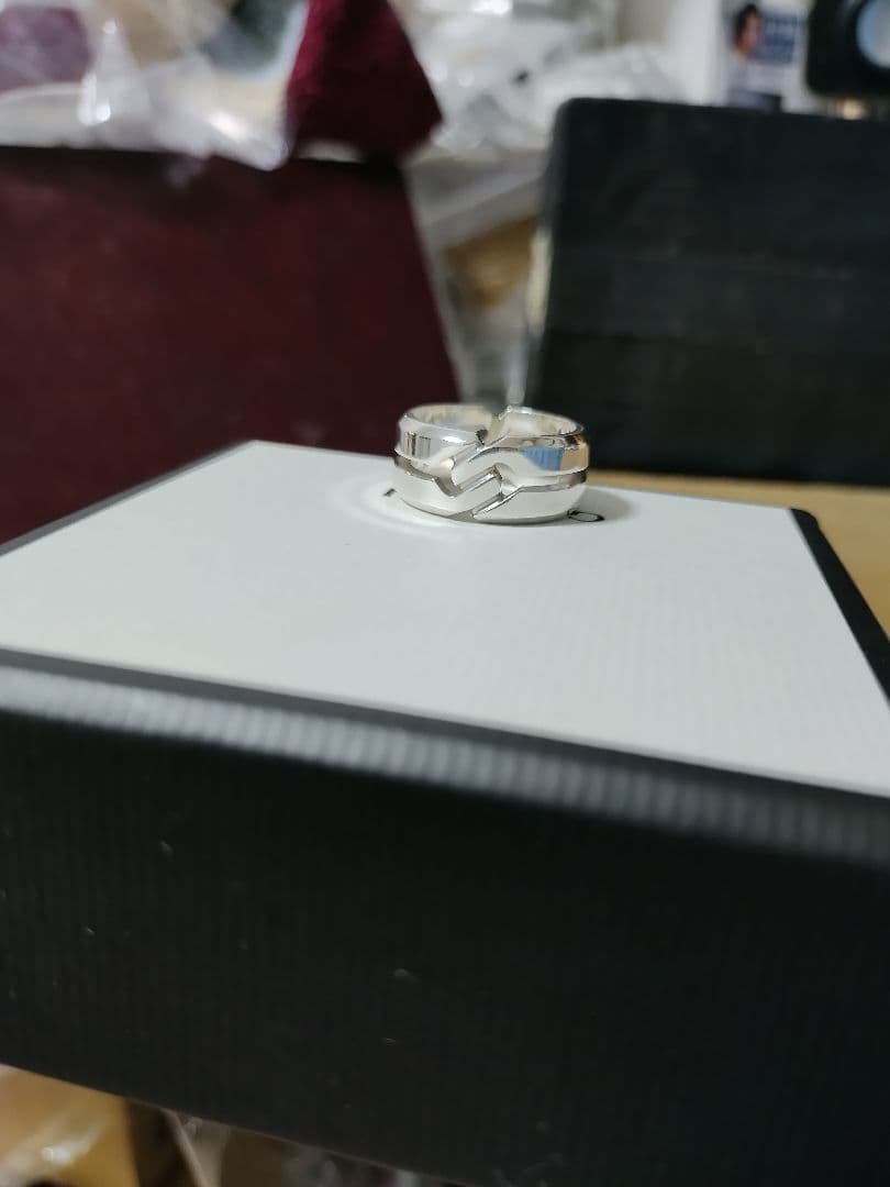 美品 GUCCIグッチ シルバー925 ノットインフィニティワイドリング 23号