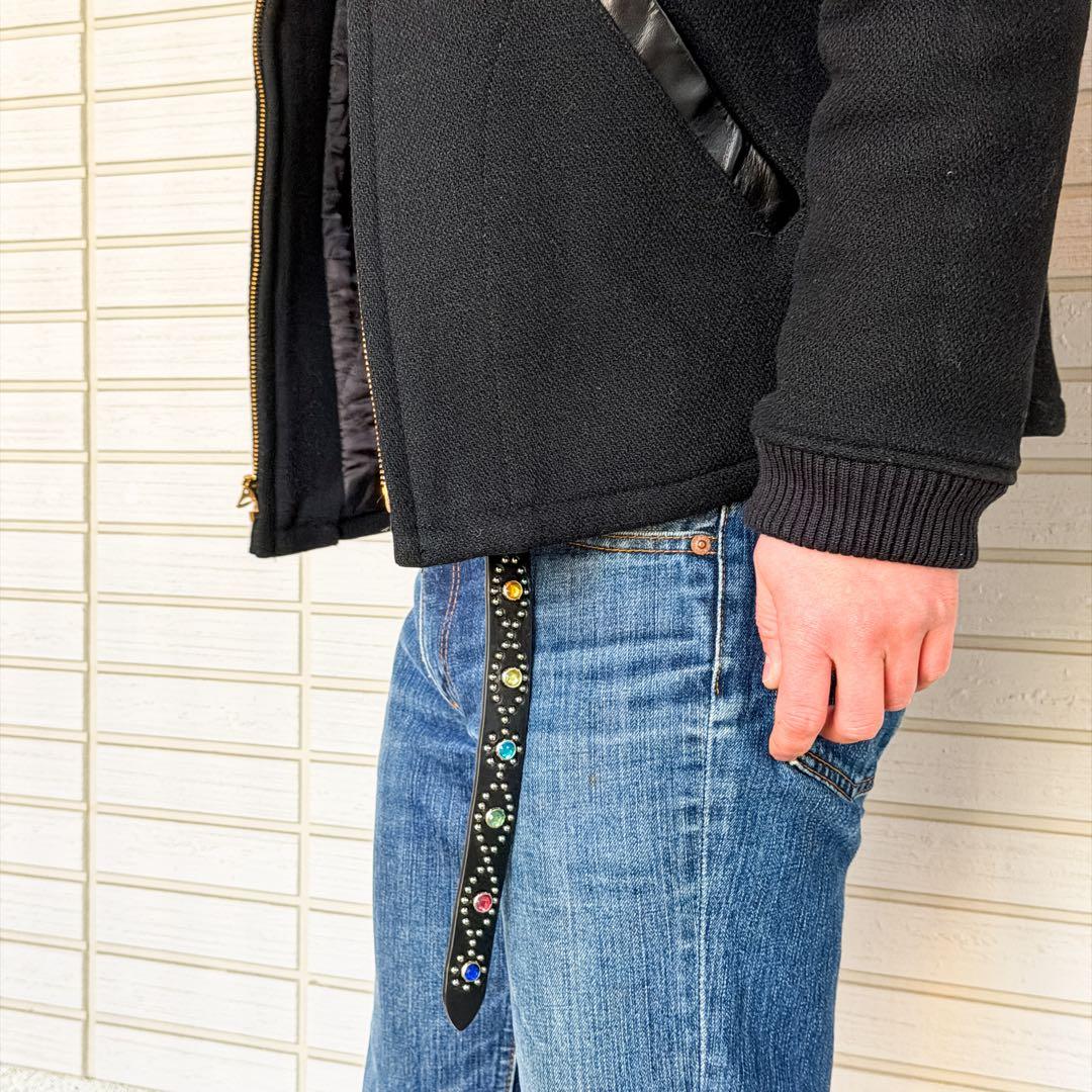 スタッズナローベルトマルチカラー23mm34inch125cm
