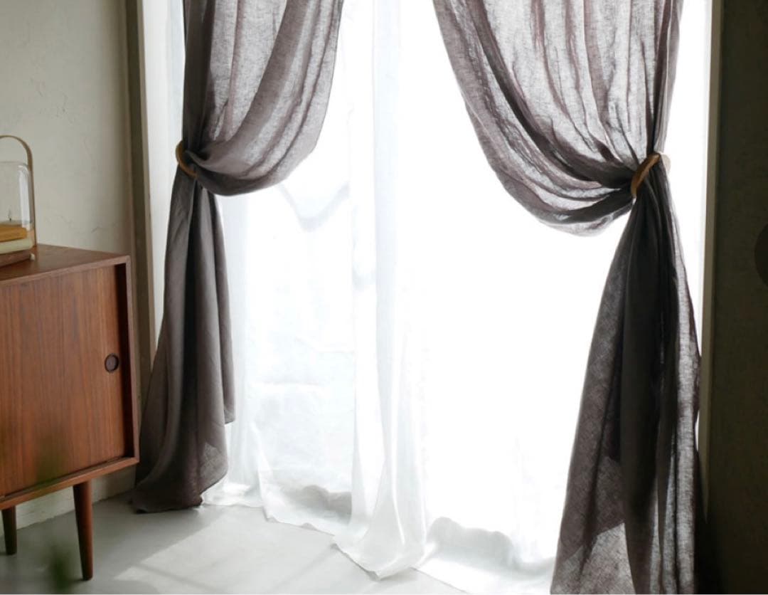 2枚セット　natsusobiku ひなたライフ　リネン　カーテン　マルチクロス