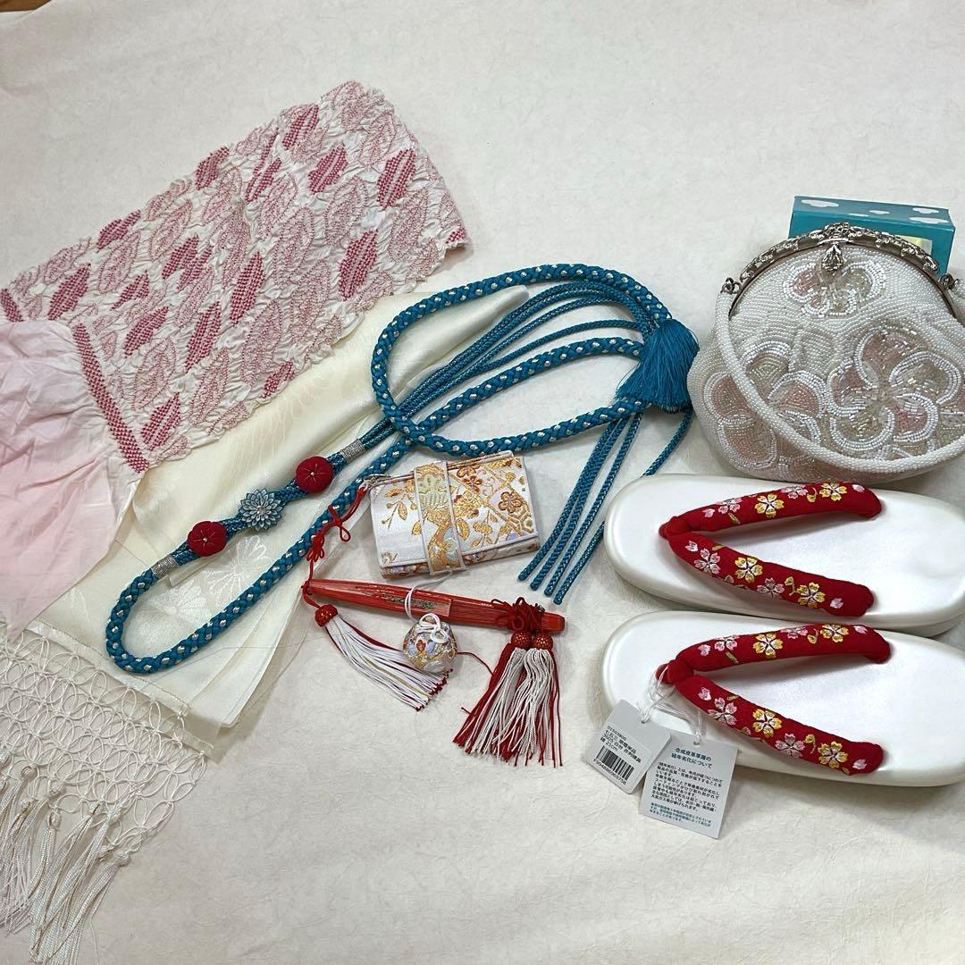 AmamaNo.5 七五三　7歳　　正絹着物セット　　本絞り