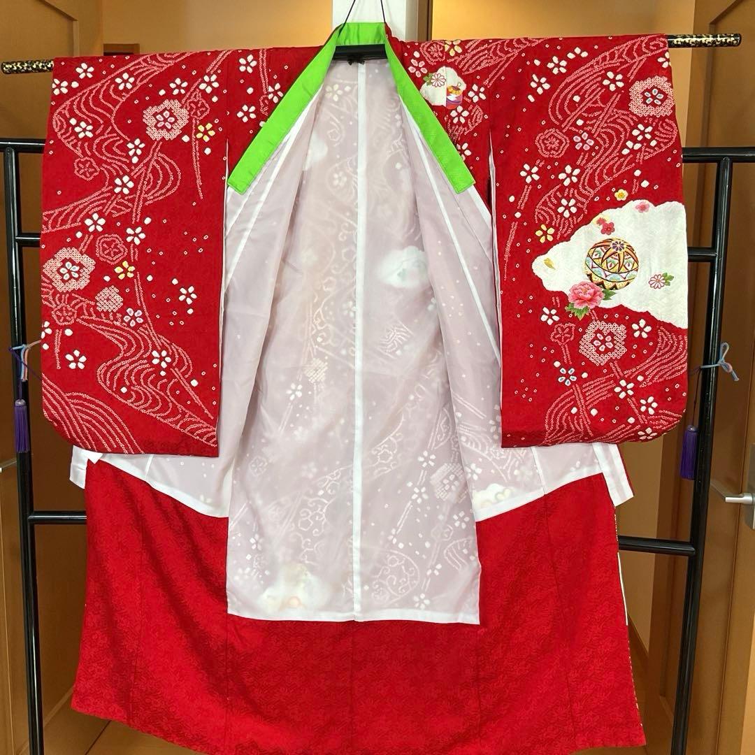 AmamaNo.5 七五三　7歳　　正絹着物セット　　本絞り