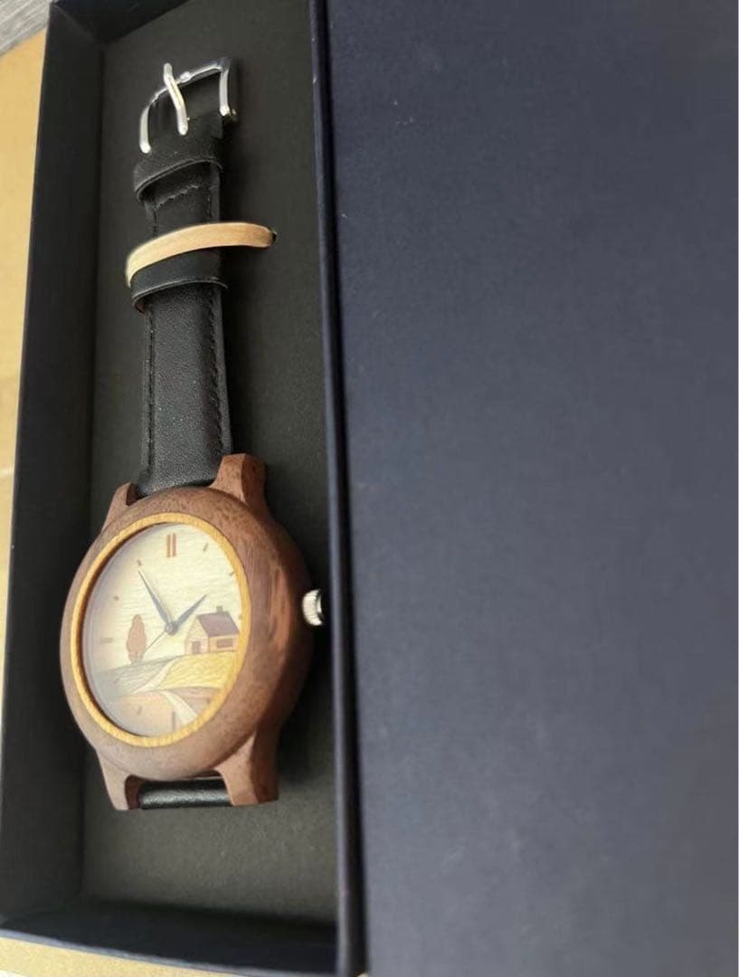 ウォールナット 2S-W 寄せ木腕時計　腕時計 ツートン