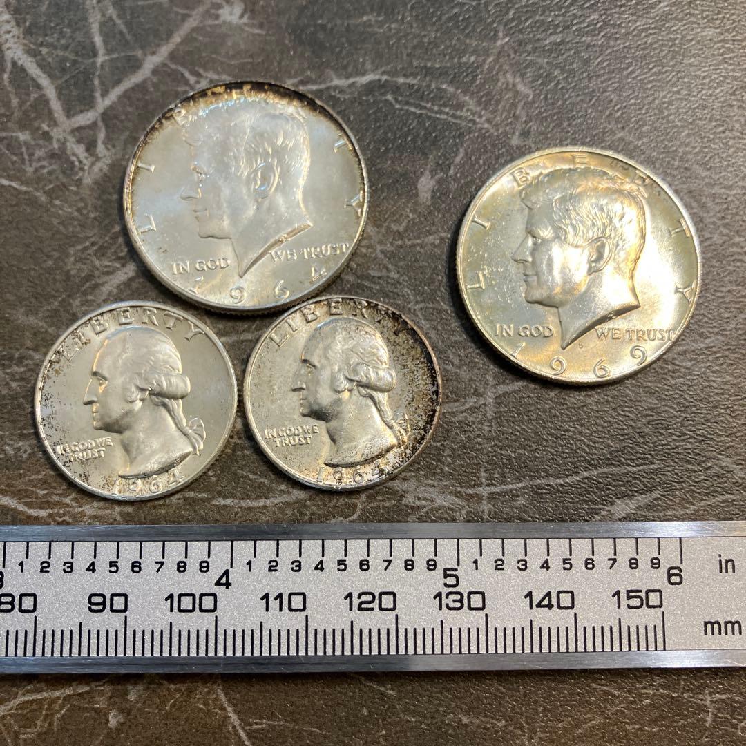 アメリカ　古銭　銀貨　ハーフダラー　クウォーター　　1964 1969