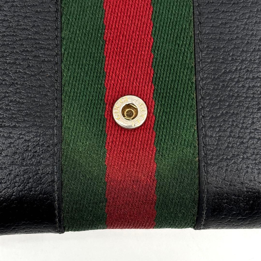 美品】GUCCI グッチ レザー シェリーライン 折り財布　GGマーモント　金具