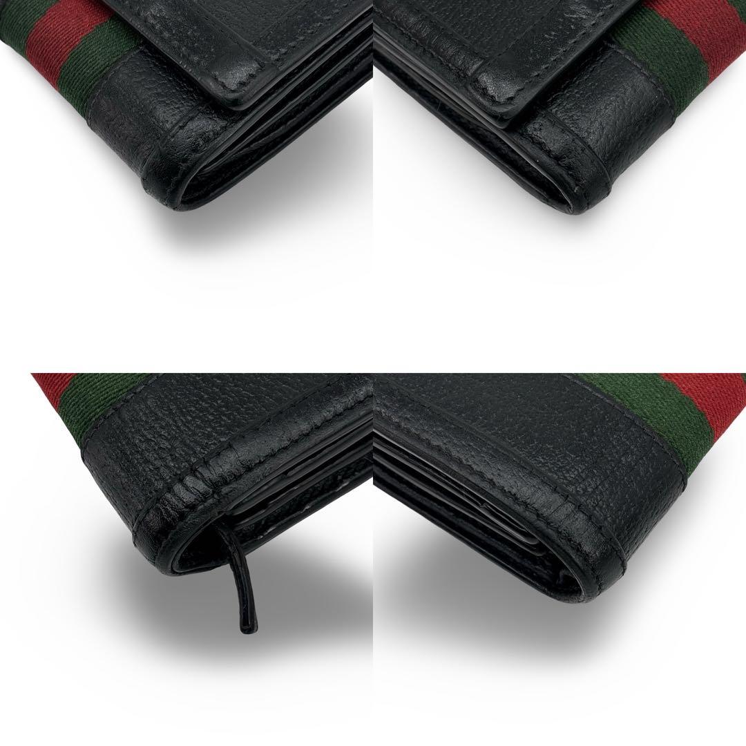 美品】GUCCI グッチ レザー シェリーライン 折り財布　GGマーモント　金具