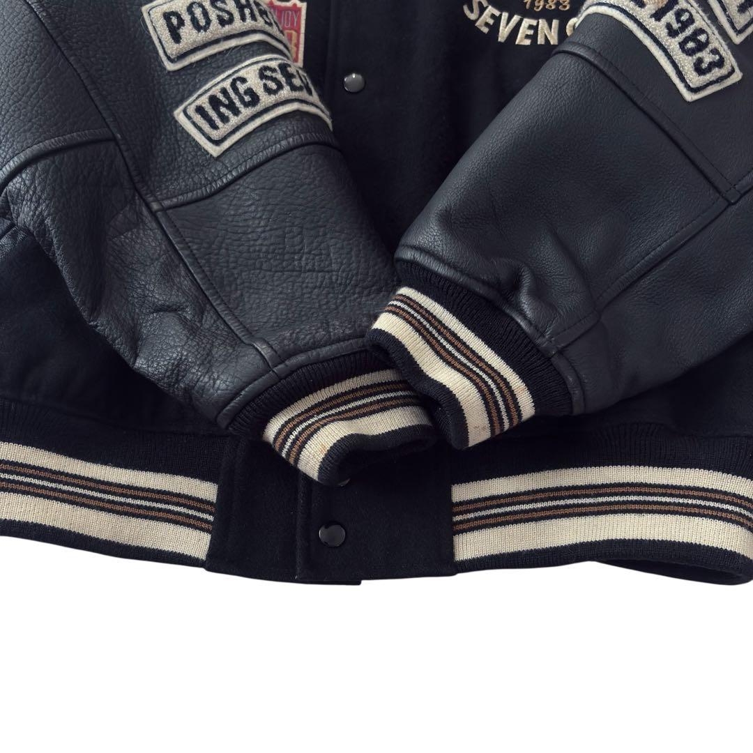 POSH BOY ポッシュボーイ スタジャン 刺繍 ワッペン レザー ブラック