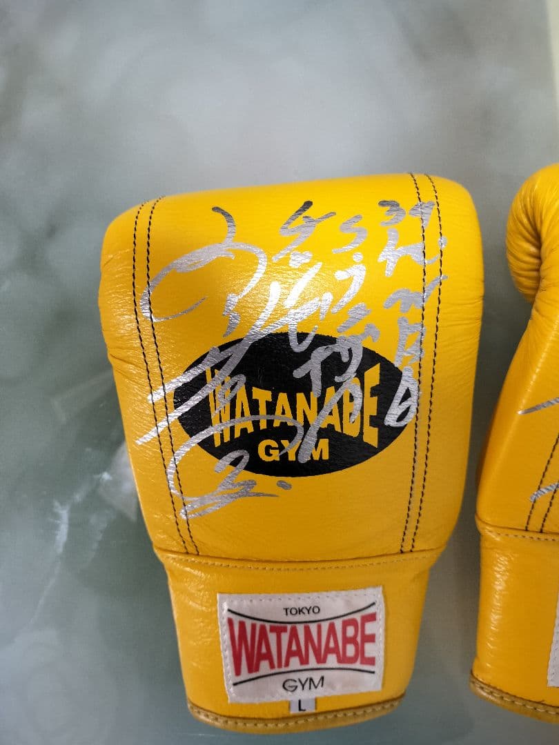 WBA世界スーパーフェザー級チャンピオン、内山高志練習用実使用グラブ直筆サイン