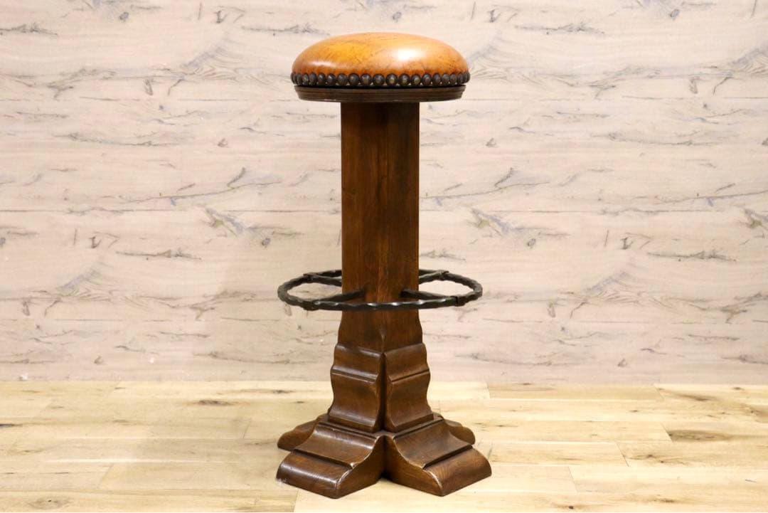 GMIK7N○スペイン製 カスティリアンスタイル バースツール ハイチェア カウ