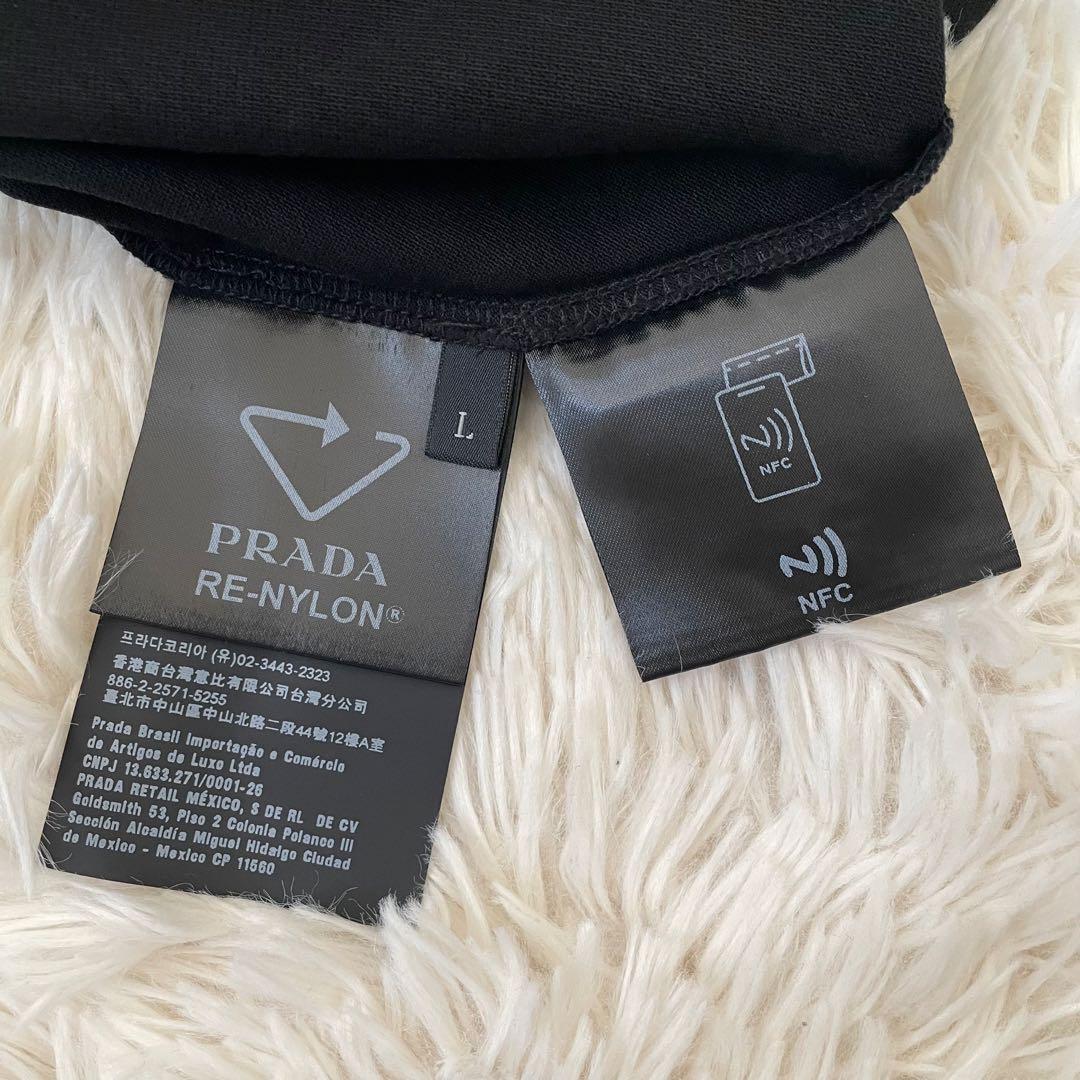 新品 プラダ ピケ トライアングル RE-NYLON 長袖シャツ 黒 L メンズ