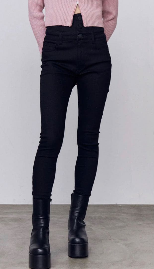 【新品未使用】EMODA 【ELDER】ハイウエストスキニーデニム ブラック M