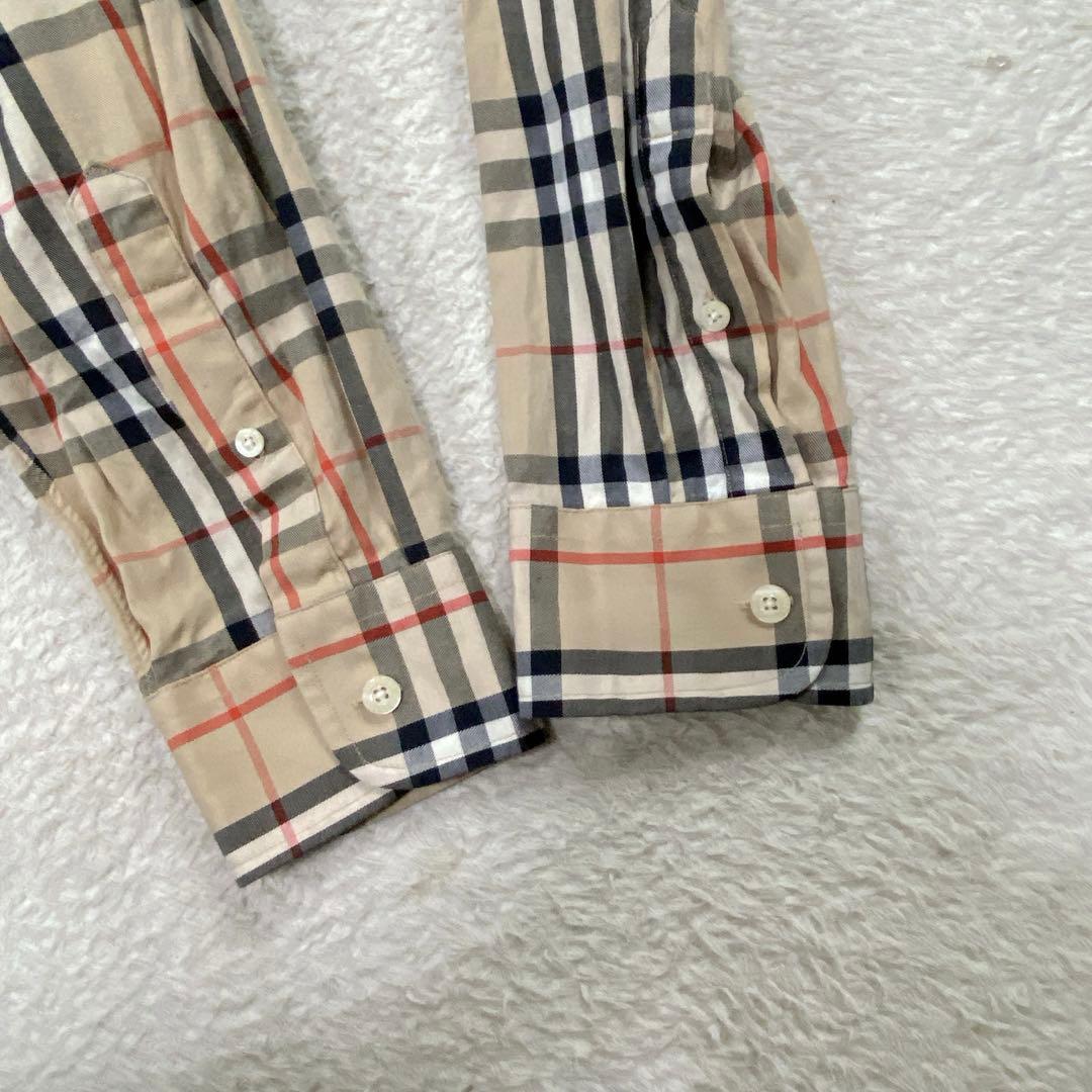 【美品・人気】バーバリーロゴ刺繍　ノバチェック　ベージュ　L
