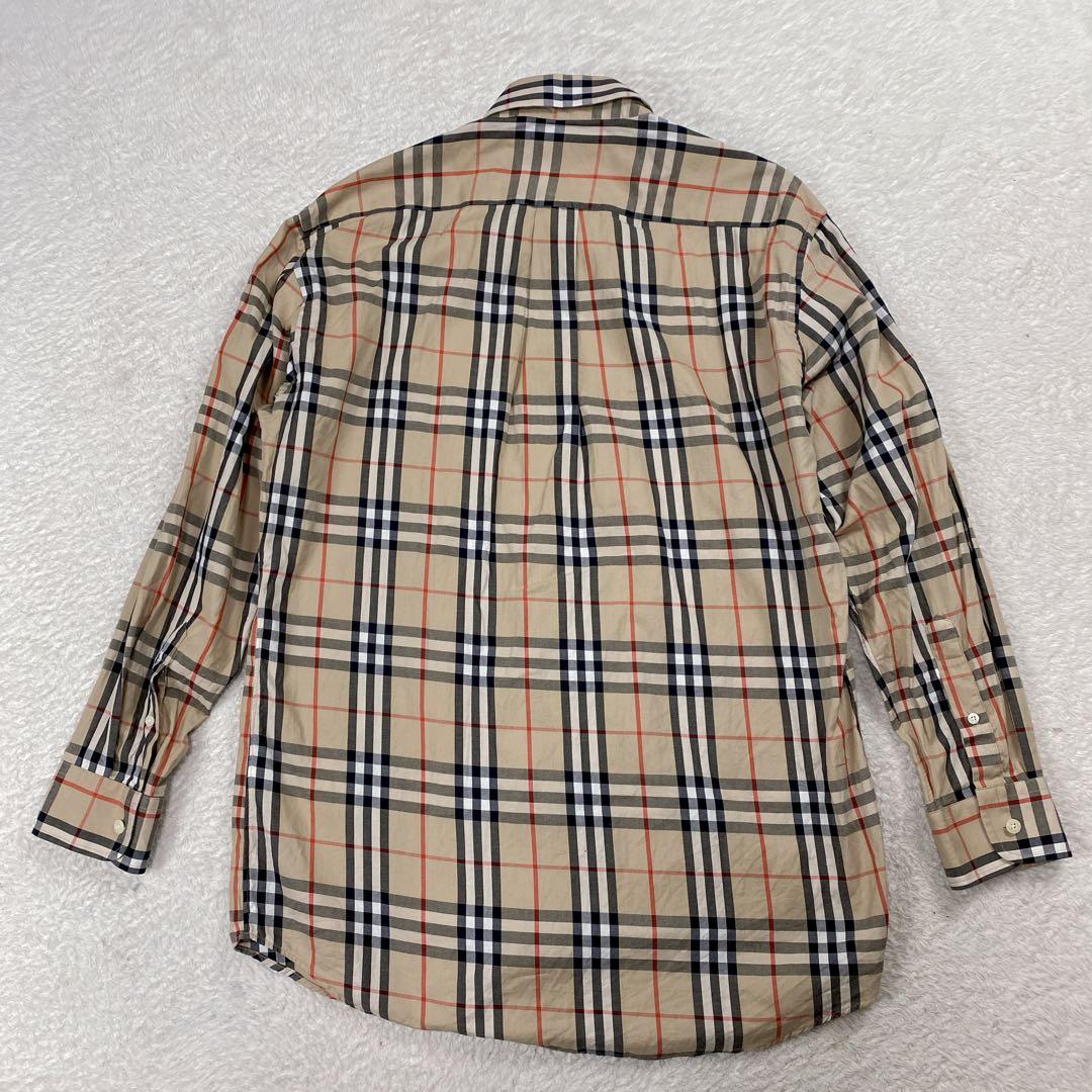 【美品・人気】バーバリーロゴ刺繍　ノバチェック　ベージュ　L