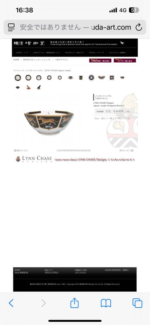 食器 Lynn Chase Jaguar Jungle Octagonal Bowl