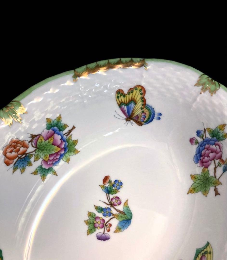 未使用　ヘレンド　ヴィクトリア　オーバル　ボウル　175周年記念　バックスタンプ