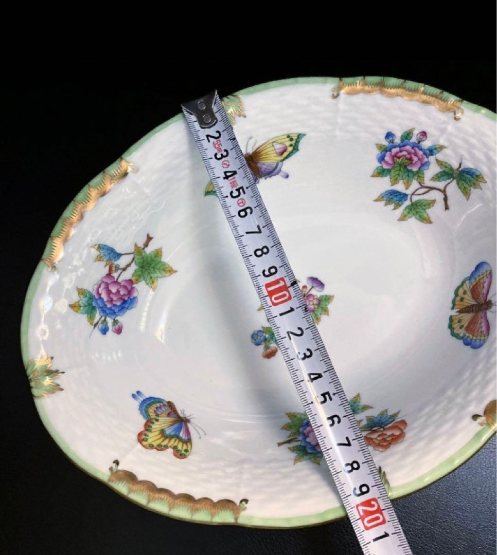 未使用　ヘレンド　ヴィクトリア　オーバル　ボウル　175周年記念　バックスタンプ