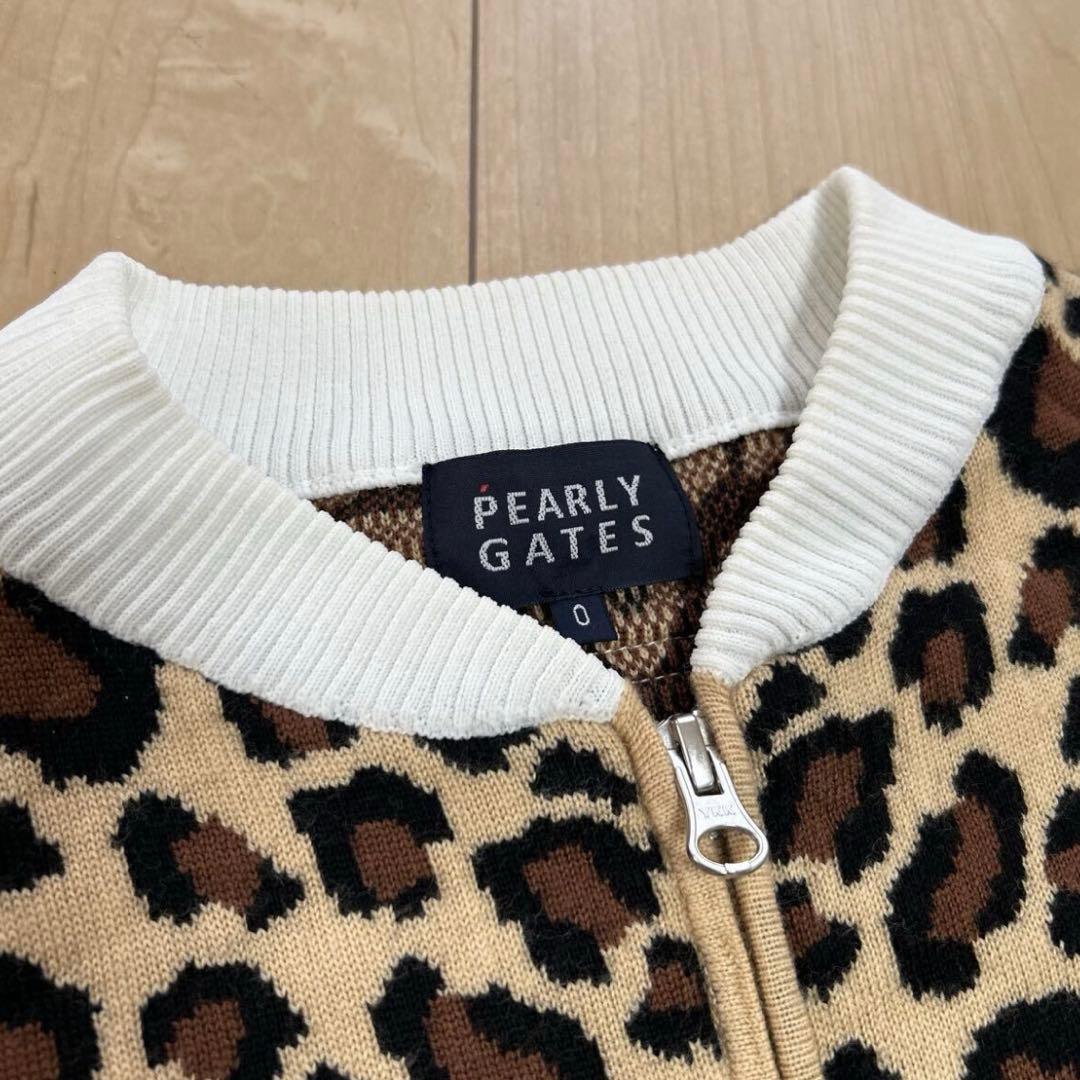 パーリーゲイツ　レオパード柄 ニット ダブルジップ　０サイズ　S アニマル柄