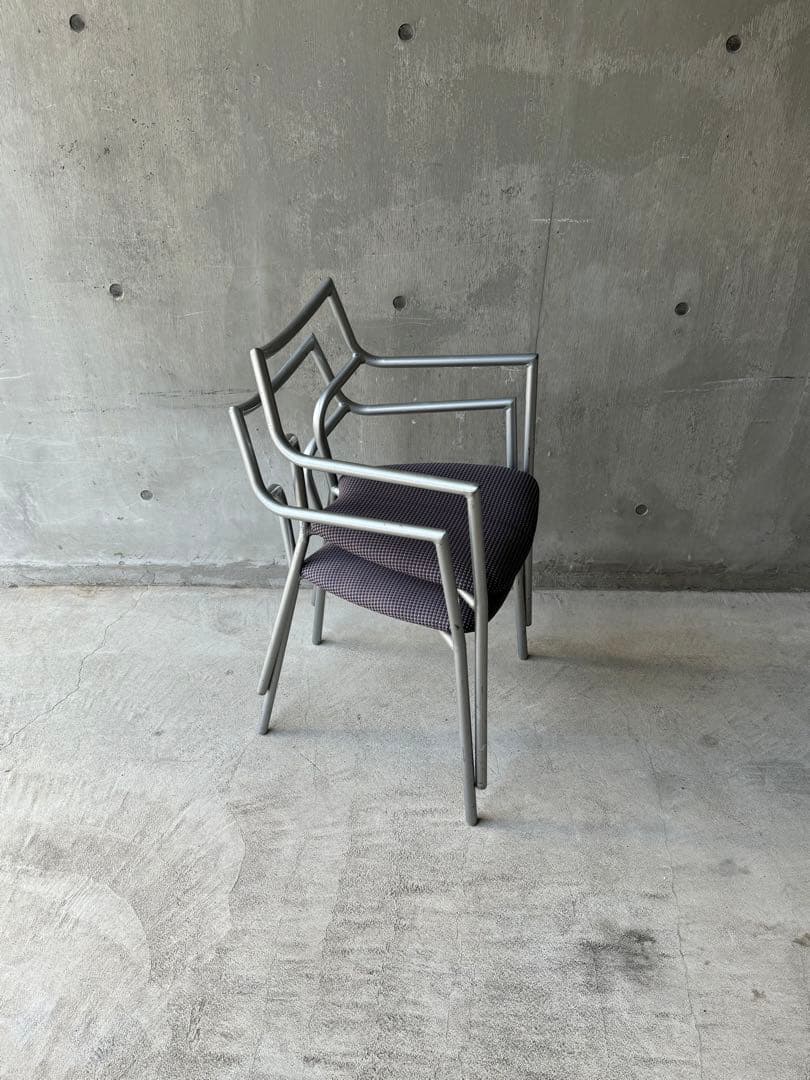 80’sポストモダン　メタルフレームチェア　2脚セット