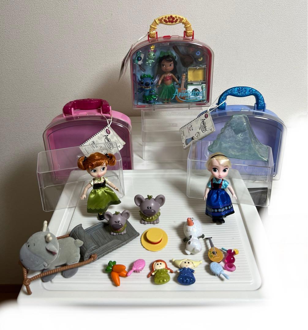 アニメータードール人形（ミニ）リロ&スティッチ、アナ、エルサのお人形、小物