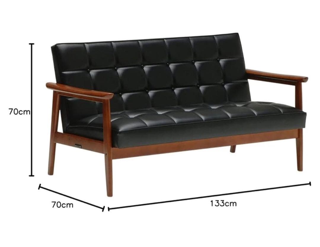 Oyu　カリモク4点セット2.5人掛けソファー 黒レザー