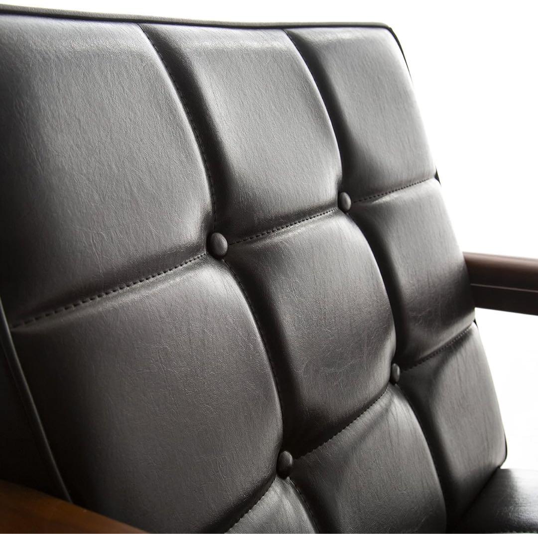 Oyu　カリモク4点セット2.5人掛けソファー 黒レザー