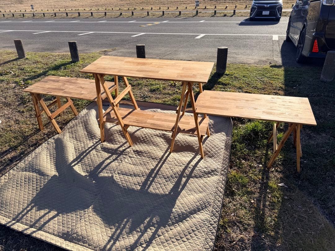 ベルVISION PEAKS アカシアキッチンラック、オプションテーブル×