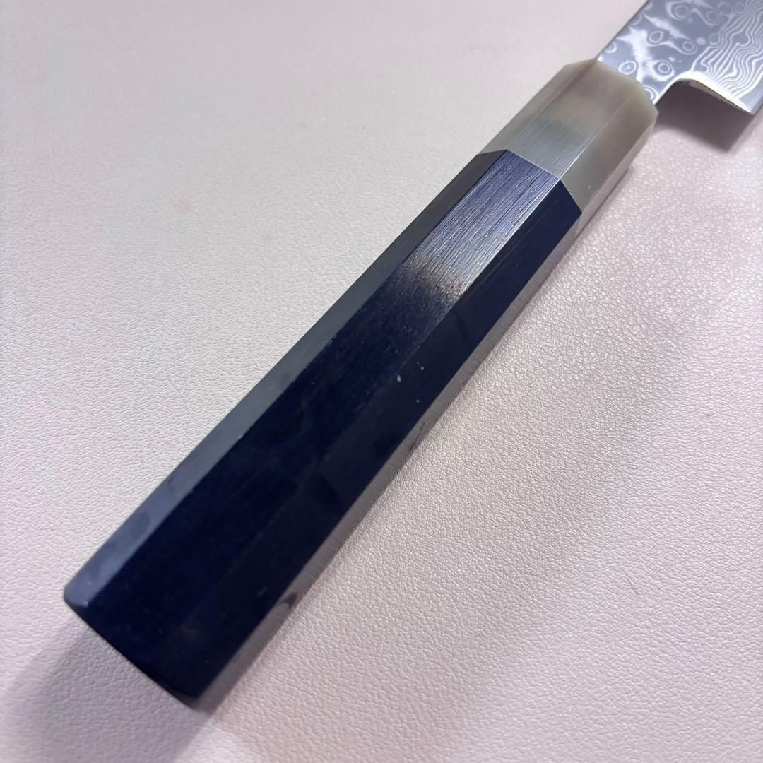 尺　300mm 墨流しダマスカス 柳刃包丁 黒檀本 牛八角柄　刺身包丁 和包丁ᙀ