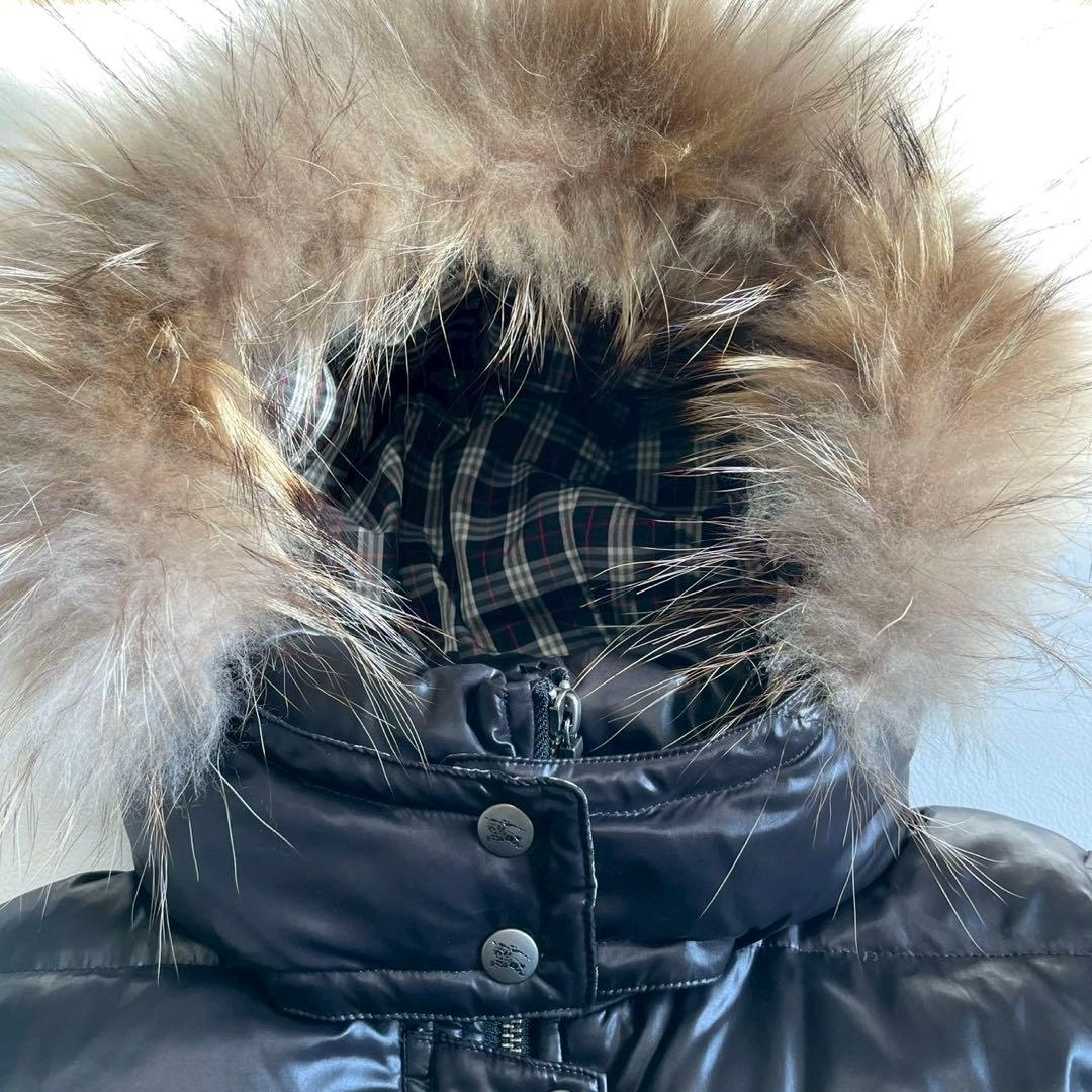 【バーバリーブルーレーベル】2way ダウンジャケット ファー 黒 38