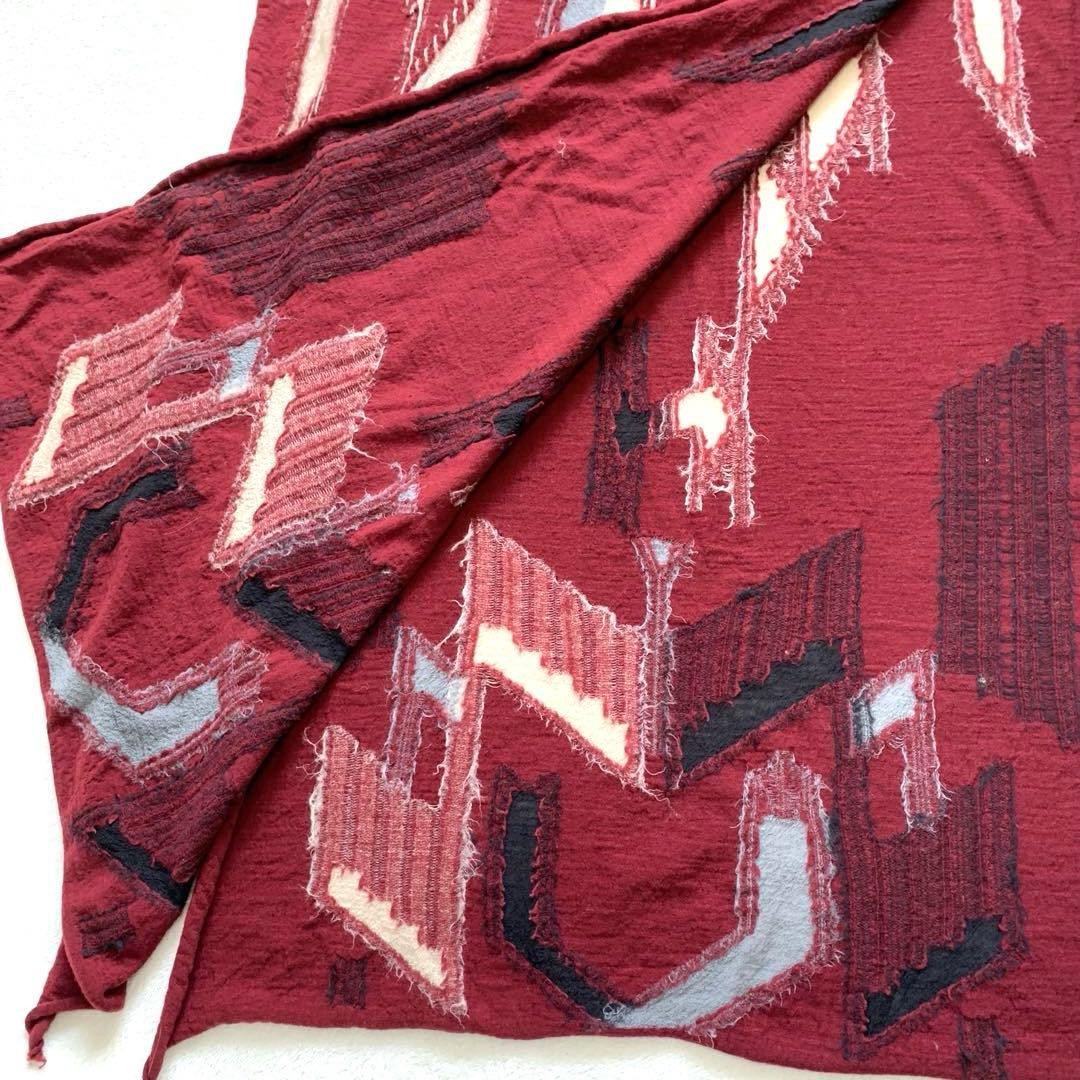 KAPITAL キャピタル　縮絨ウールストール　大判　マフラー　ワインレッド