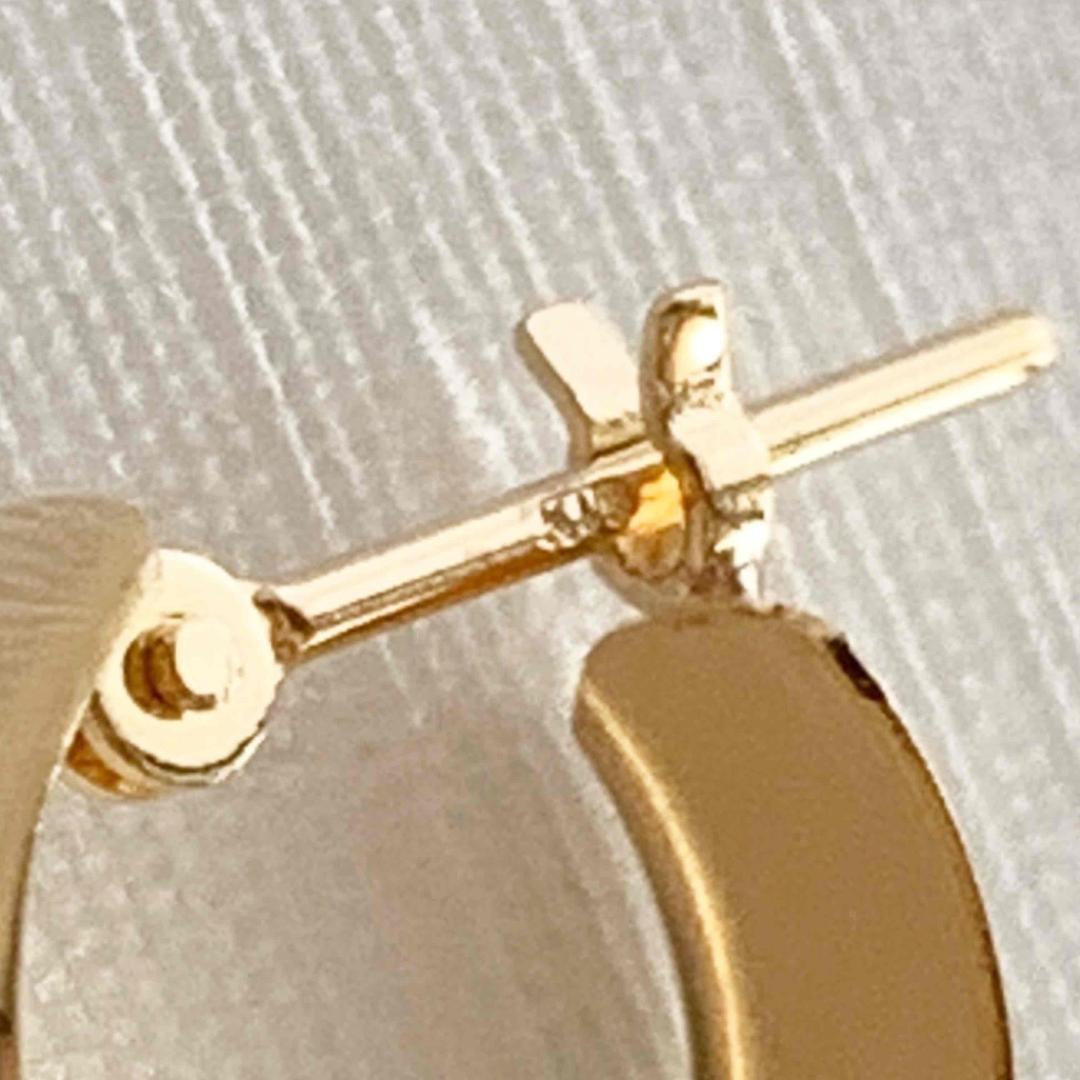 18金【4×10mm 甲丸フープピアス 】イエローゴールド K18刻印入 新品！